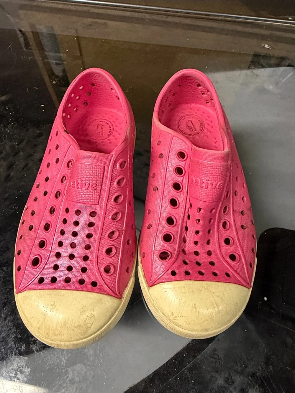 Native Kids Water Shoes Pink with Cream Toe Caps